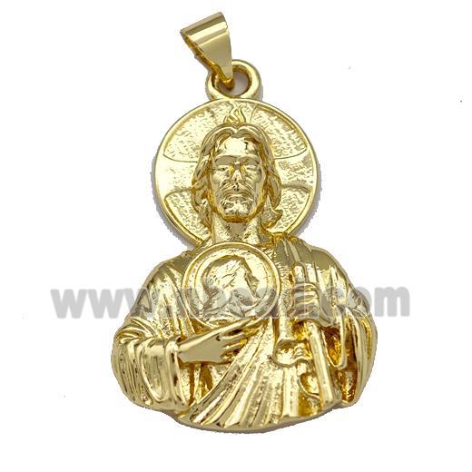 Jesus Charms Copper Pendant Gold Plated