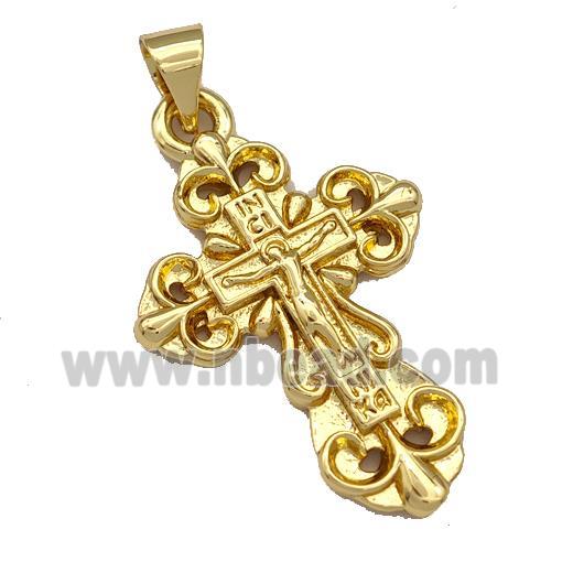 Jesus Charms Copper Cross Pendant Gold Plated