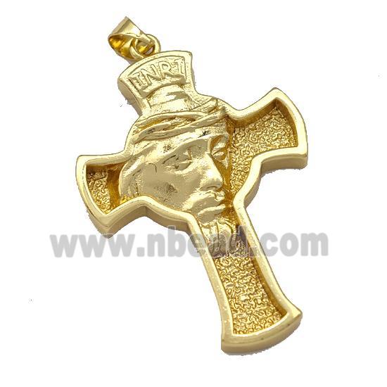 Copper Cross Pendant Jesus Gold Plated