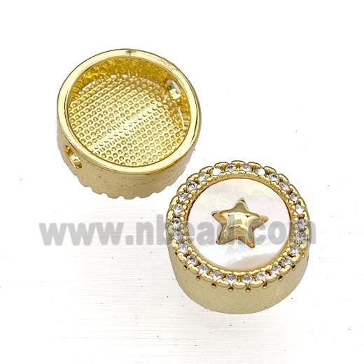 Copper Button Beads Pave Shell Zircon Star 18K Gold Plated