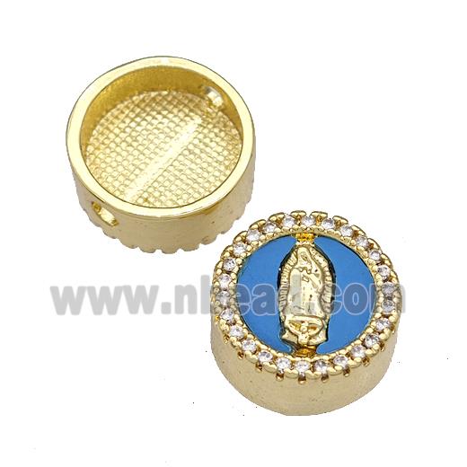 Copper Button Beads Pave Shell Zircon Jesus 18K Gold Plated