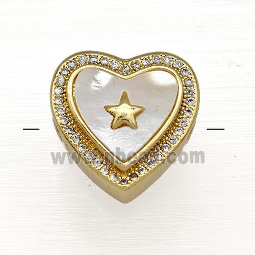 Copper Heart Beads Pave Shell Zircon Star 18K Gold Plated