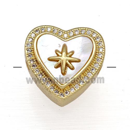Copper Heart Beads Pave Shell Zircon Star 18K Gold Plated