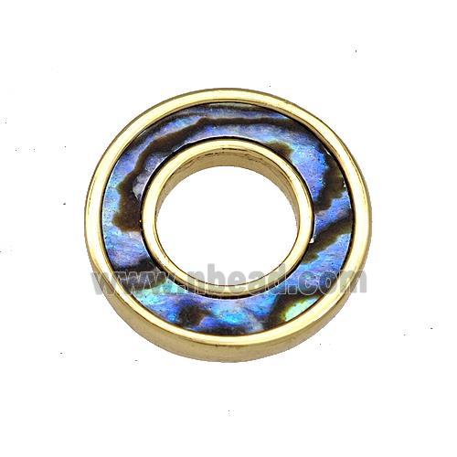 Copper Donut Pendant Pave Abalone Shell 18K Gold Plated