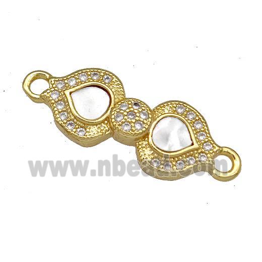 Copper Flagon Connector Pave Shell Zircon 18K Gold Plated