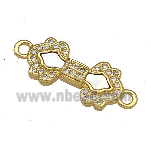 Copper Connector Pave Shell Zircon 18K Gold Plated