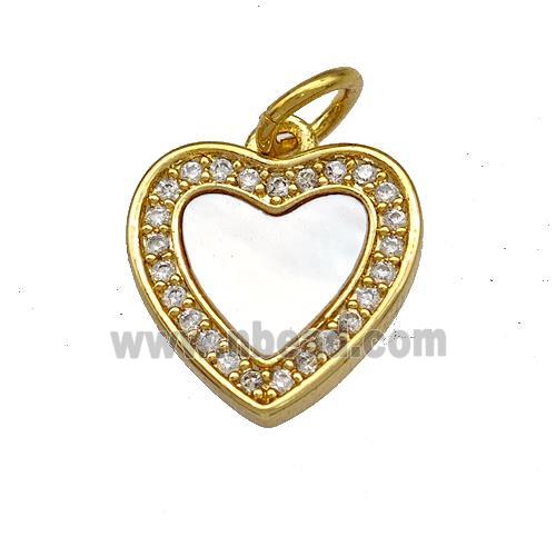 Copper Heart Pendant Pave Shell Zirconia 18K Gold pLated