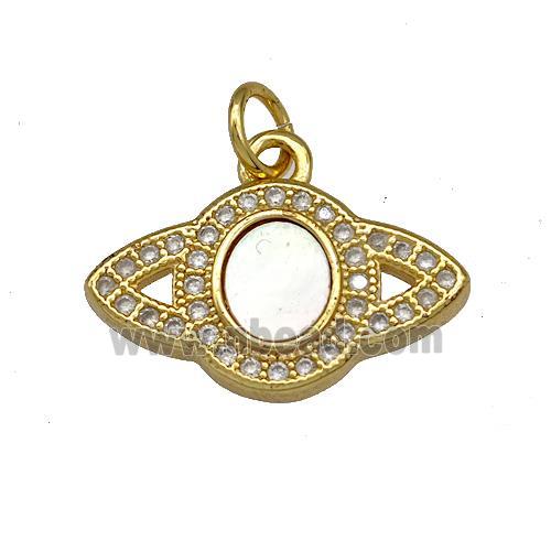 Copper Eye Charms Pendant Pave Shell Zircon 18K Gold Plated