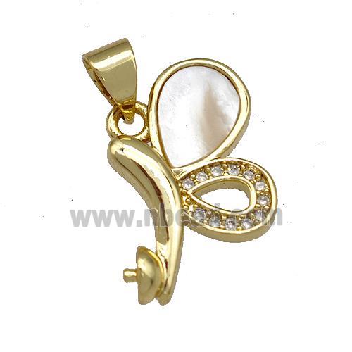 Copper Scalewing Pendant Pave Shell Zircon 18K Gold Plated