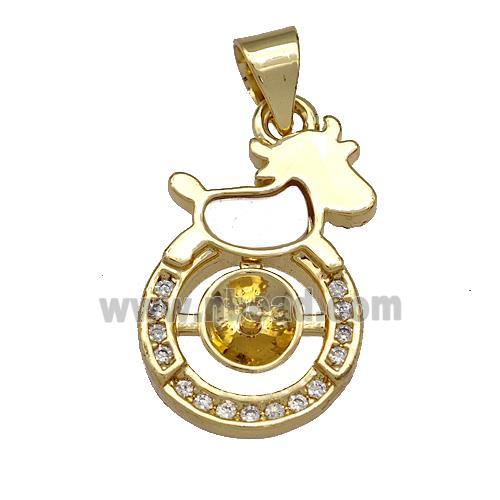 Copper Calf Pendant Pave Shell Zircon 18K Gold Plated