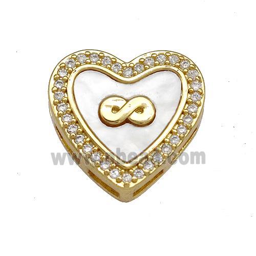 Copper Heart Beads Pave Shell Zircon Infinity 18K Gold Plated