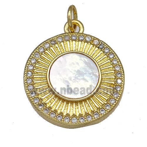 Copper Sun Charms Pendant Pave Shell Zirconia 18K Gold Plated