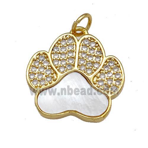 Copper Paw Charms Pendant Pave Shell Zirconia 18K Gold Plated