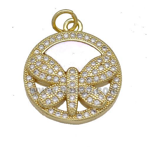 Copper Butterfly Pendant Pave Shell Zircon 18K Gold Plated