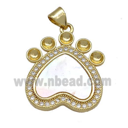 Copper Paws Charms Pendant Pave Shell Zircon 18K Gold Plated