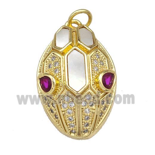 Alien Charms Copper Pendant Pave Shell Zircon 18K Gold Plated