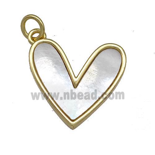 Copper Heart Pendant Pave Shell 18K Gold Plated