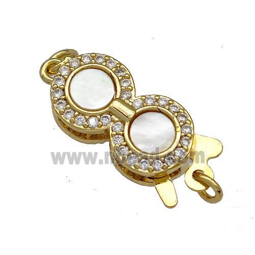 Copper Slide Clasp Pave Shell Zircon 18K Gold Plated