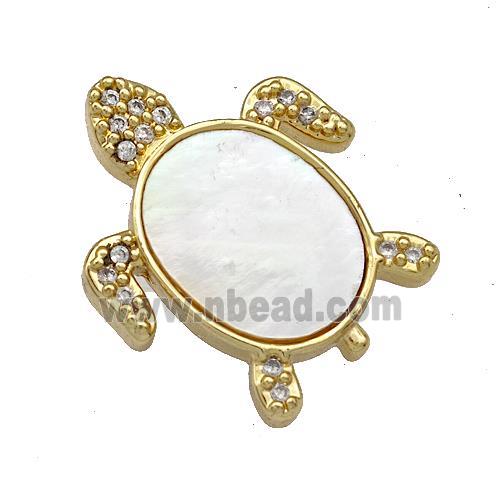 Copper Tortoise Charms Pendant Pave Shell Zircon 18K Gold Plated
