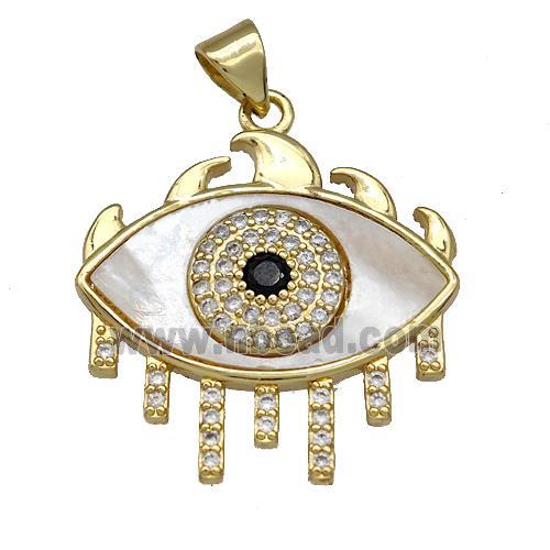 Copper Evil Eye Charms Pendant Pave Shell Zircon 18K Gold Plated