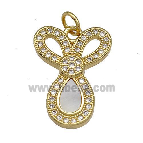 Copper Pendant Pave Shell Zircon Knot 18K Gold Plated