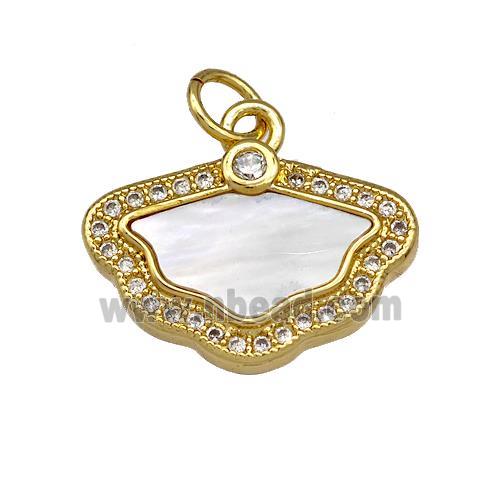 Copper Flower Pendant Pave Shell Zirconia 18K Gold Plated