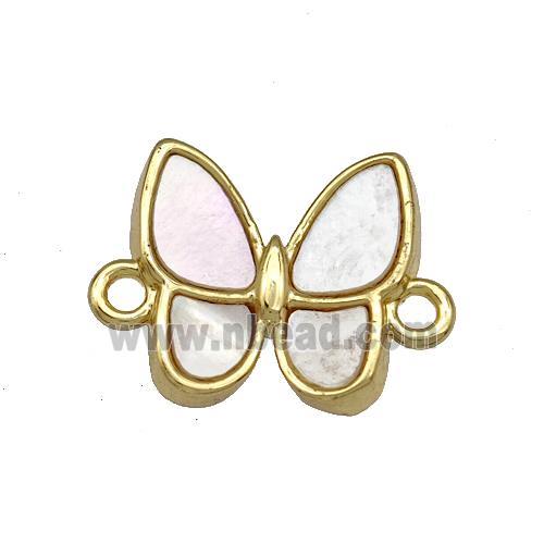 Copper Butterfly Connector Pave Shell 18K Gold Plated