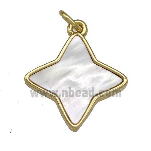 Copper Star Pendant Pave Shell 18K Gold Plated
