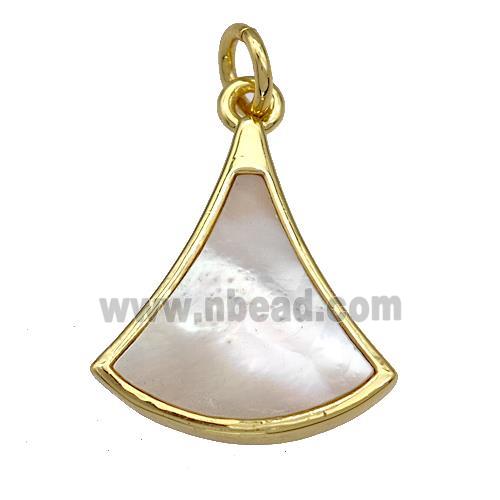 Copper Fan Pendant Pave Shell 18K Gold Plated