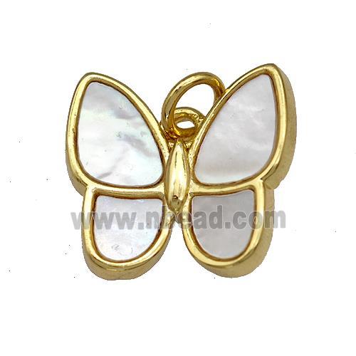 Copper Butterfly Pendant Pave Shell 18K Gold Plated
