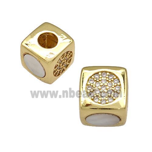 Copper Cube Beads Pave Shell Zirconia 18K Gold Plated
