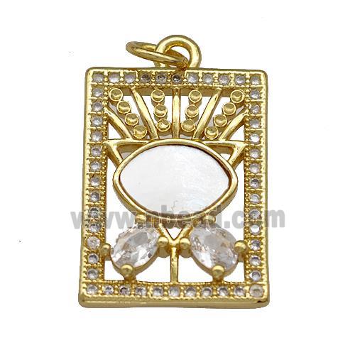 Copper Tarot Card Pendant Pave Shell Zirconia 18K Gold Plated