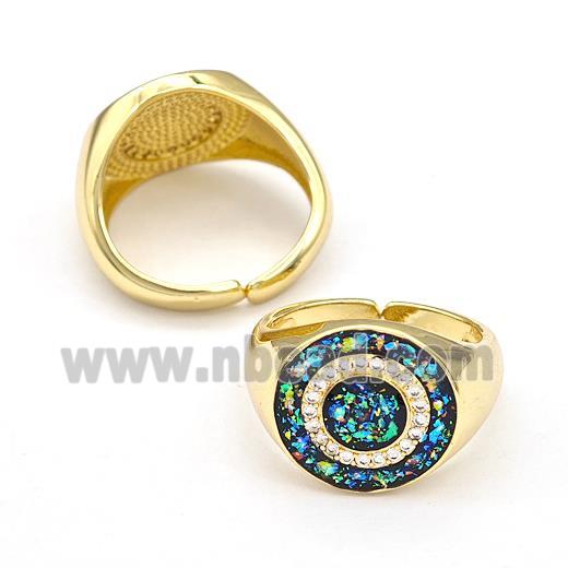 Copper Rings Pave Fire Opal Zirconia Circle 18K Gold Plated