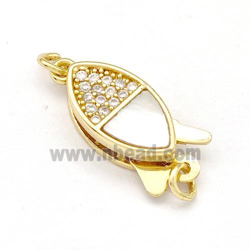 Copper Slide Clasp Pave Shell Zirconia 18K Gold Plated