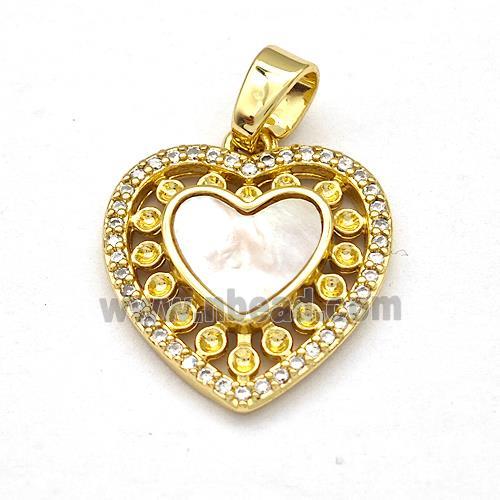 Copper Heart Pendant Pave Shell Zirconia 18K Gold Plated