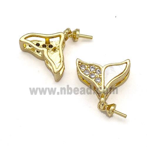 Copper SharkTail Bail Pave Shell Zirconia 18K Gold Plated