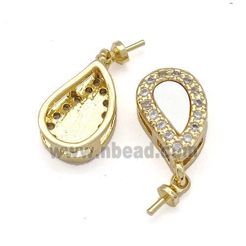 Copper Teardrop Bail Pave Shell Zirconia 18K Gold Plated