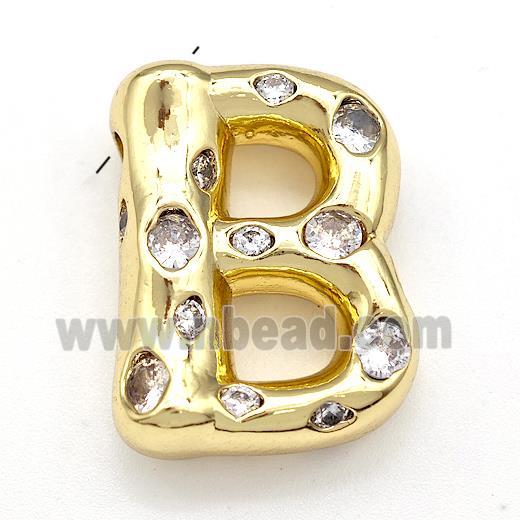 Copper Letter-B Pendant Micro Pave Zirconia Gold Plated
