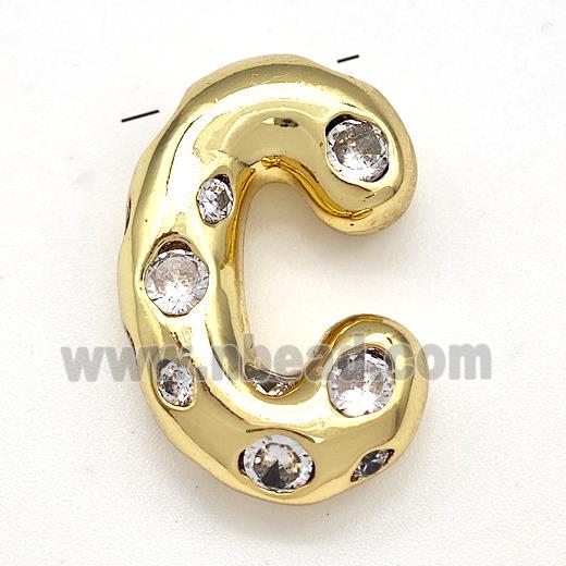 Copper Letter-C Pendant Micro Pave Zirconia Gold Plated