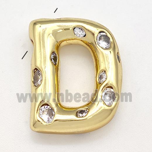 Copper Letter-D Pendant Micro Pave Zirconia Gold Plated