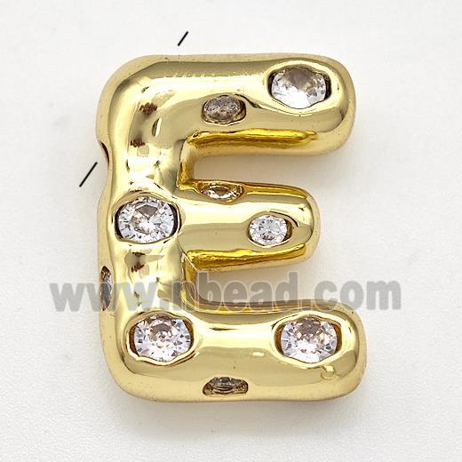 Copper Letter-E Pendant Micro Pave Zirconia Gold Plated