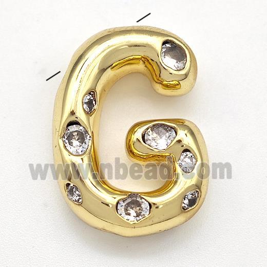 Copper Letter-G Pendant Micro Pave Zirconia Gold Plated
