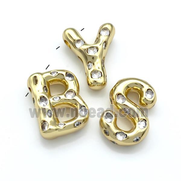 Copper Letter Pendant Micro Pave Zirconia Mixed Alphabet Gold Plated