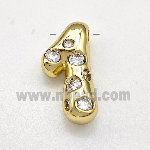 Copper Number-1 Pendant Micro Pave Zirconia Gold Plated