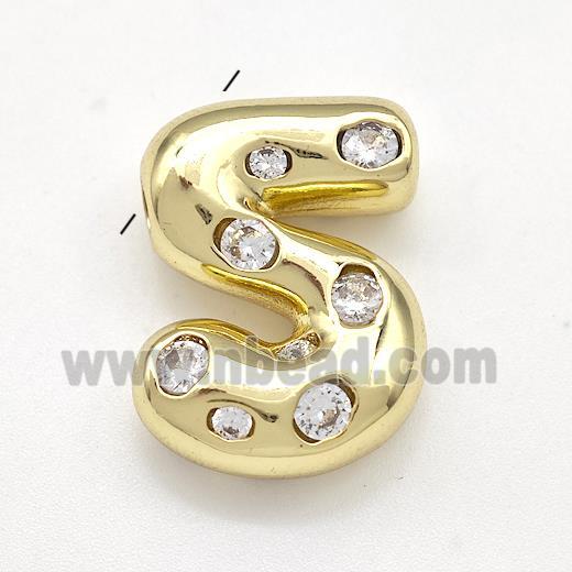 Copper Number-5 Pendant Micro Pave Zirconia Gold Plated