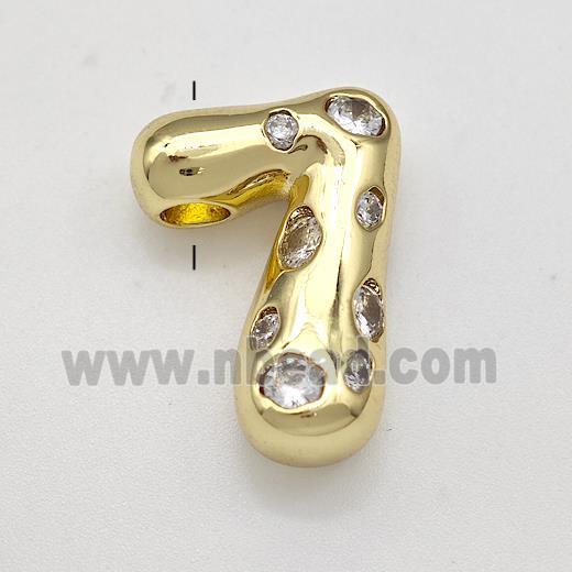 Copper Number-7 Pendant Micro Pave Zirconia Gold Plated