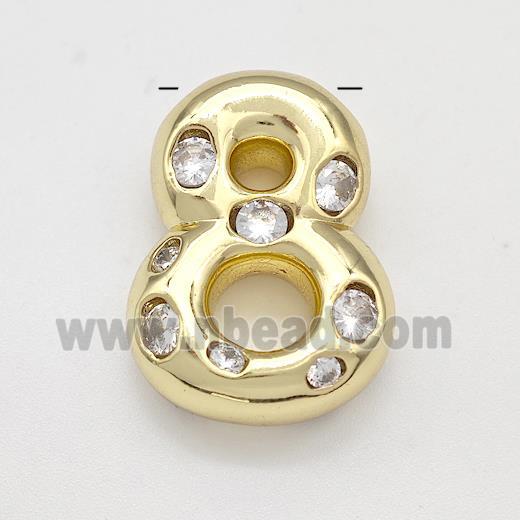 Copper Number-8 Pendant Micro Pave Zirconia Gold Plated