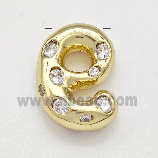 Copper Number-0 Pendant Micro Pave Zirconia Gold Plated
