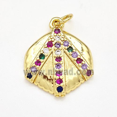 Copper Pendant Pave Zircon Shell Shaped Gold Plated