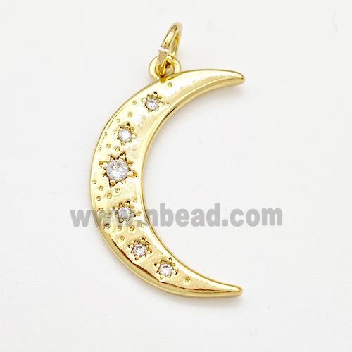 Copper Moon Charms Pendant Pave Zirconia Gold Plated
